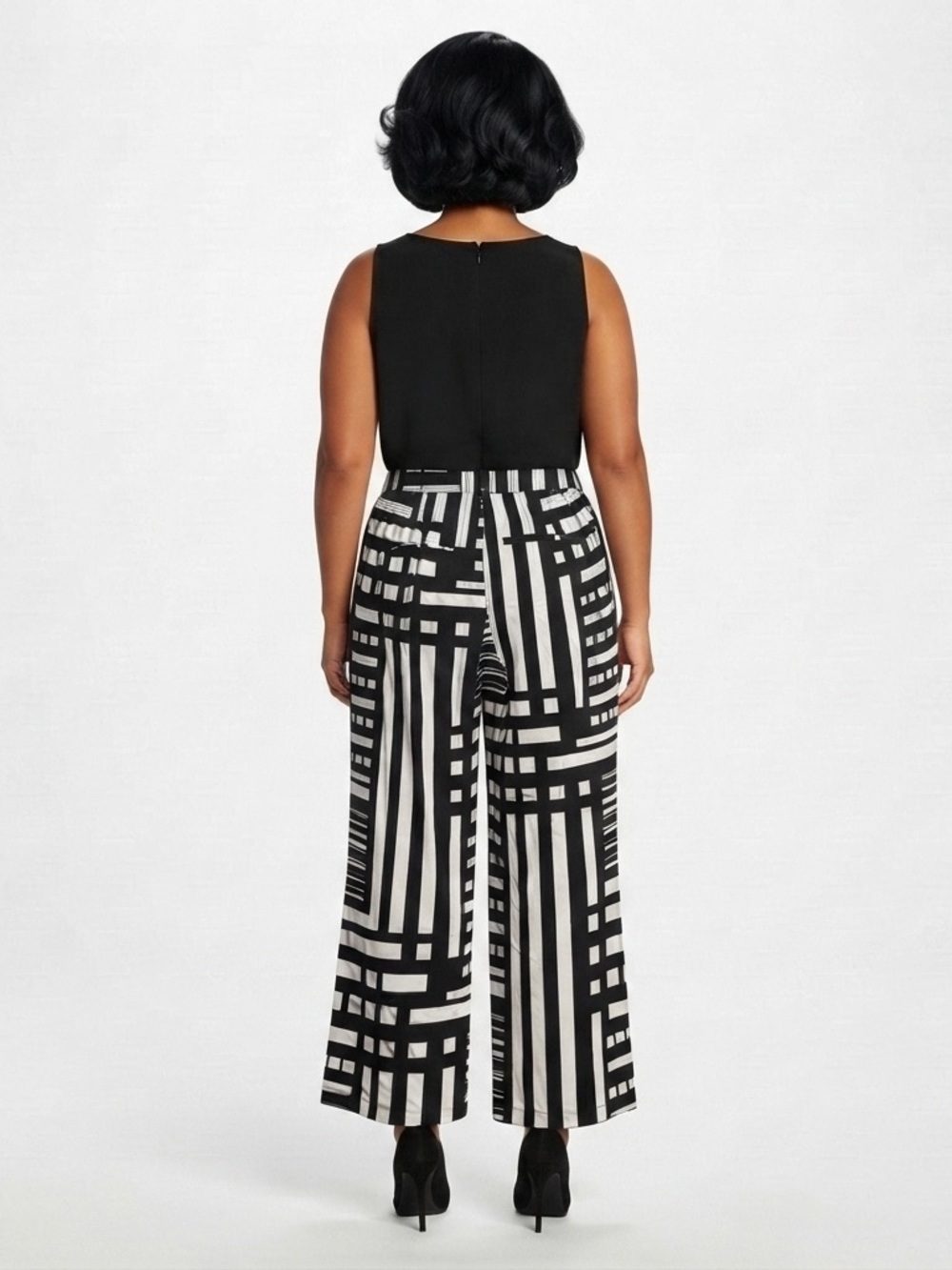 Chico's Black And White Geometric Abstract Wide Leg Pants Size 2X Plus - Picture 2 of 7
